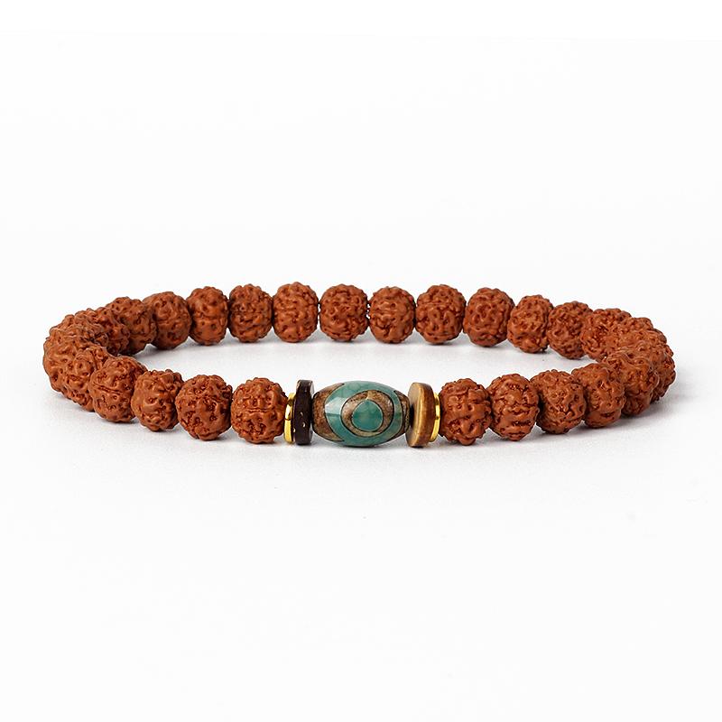 Natural Wood Star Moon Bodhi Seeds Bead Bracelet Promotes Meditation Wisdom & Good Luck Fortune Enlightenment Harmony Jewelry
