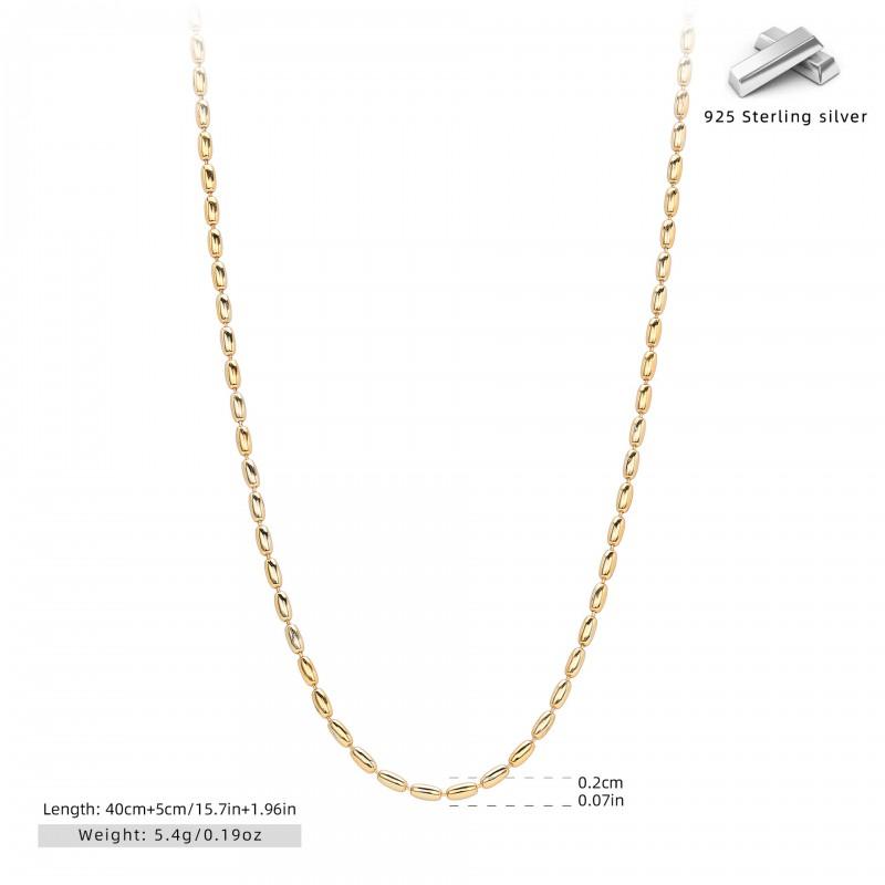 Womens Minimalist Olive Bead Chain Necklace Fashion Jewelry