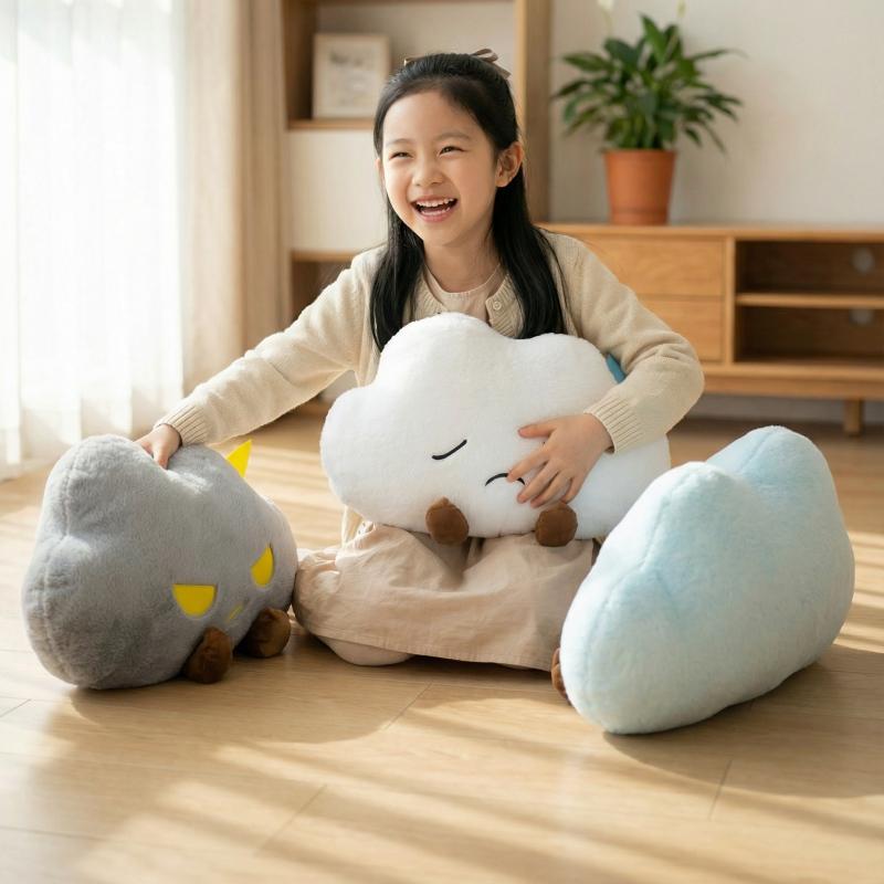 Creative Cartoon Emotion Cloud Plush Toys Soft Cozy Mood Cloud Throw Pillow Cuddly Sofa Cushion Funny Room Decor Cute Gift
