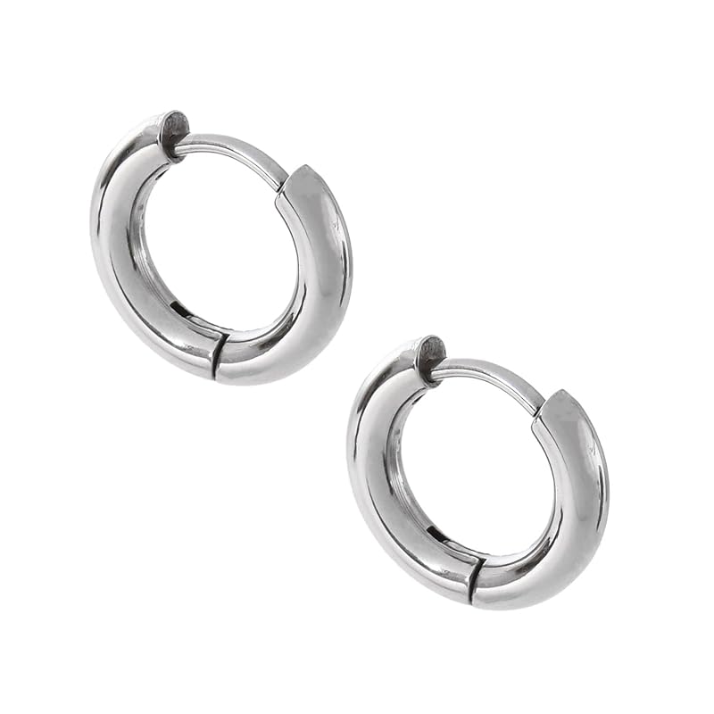 

[SCIOLTO] earrings hoop earrings ring earrings [18G set of 2 both ears] stainless Earrings that don t need catches permanent earrings (Silver inner