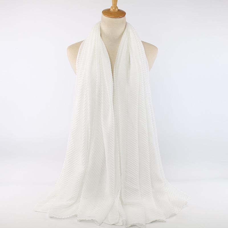 Niche Crinkled Cotton Linen Headscarf: Fashionable Pleated Long Scarf for Women (YW112)