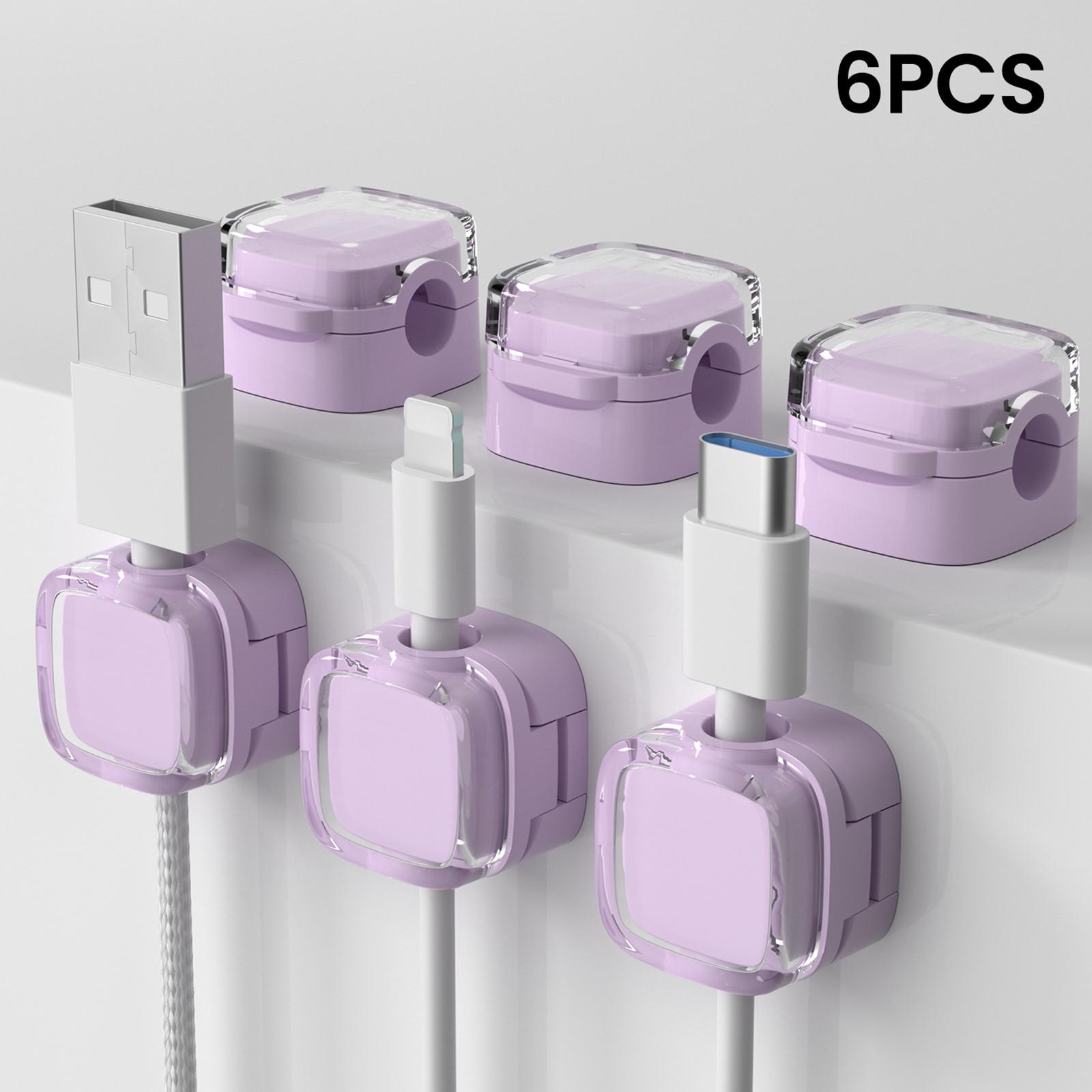 

Магнитные зажимы для кабеля, 6 шт., держатель для хранения магнитного кабеля для зарядного кабеля, держатель для кабеля, самоклеящийся органайзер для кабеля для прикроватного столика One Size фиолетовый