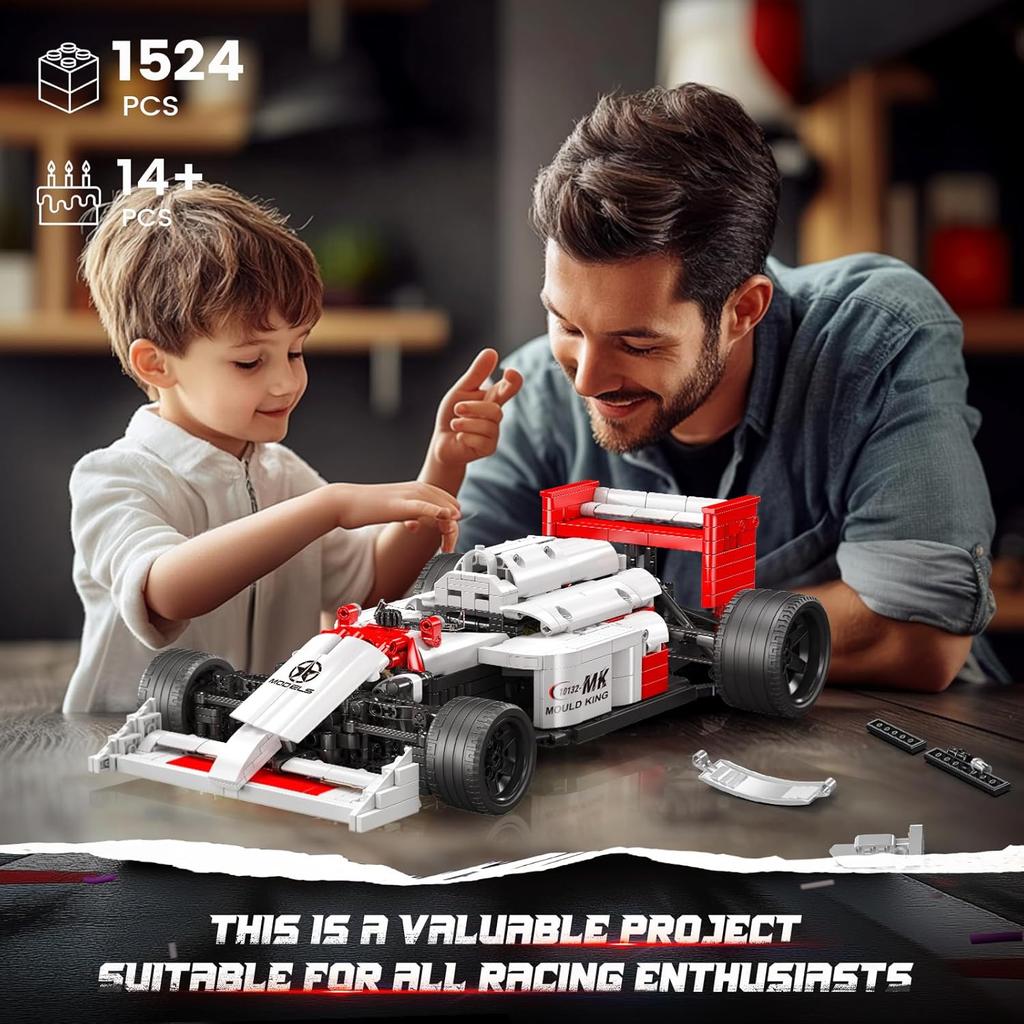 MOULD KING 10132 Formel 1 Rennwagen Modell 1:10 Super Sportwagen Baustein Technik Klemmbausatz (1524 Teile)