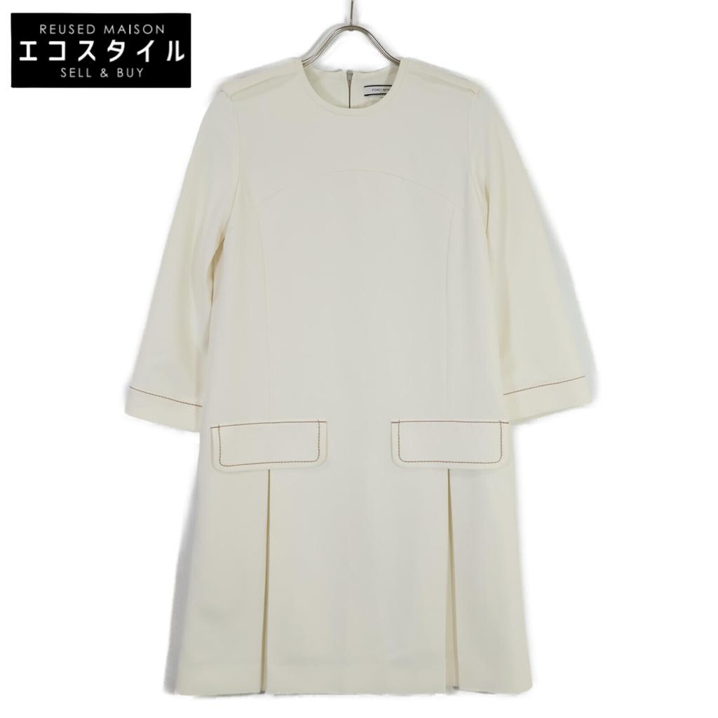 FOXEY NEW YORK 35094 White Polyester Front Double Pocket Long Sleeve Dress Dress whiteUsed