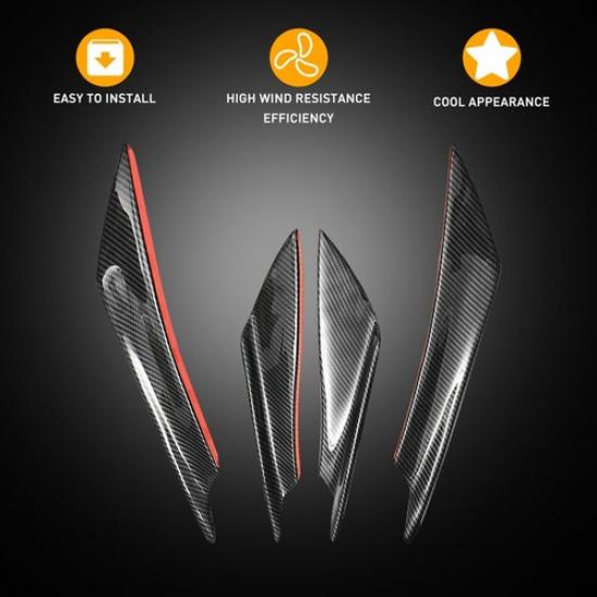 4 шт./комплект Боковой диффузор-акулий плавник для переднего бампера Комплект спойлера-крыла Автомобильный Универсальный