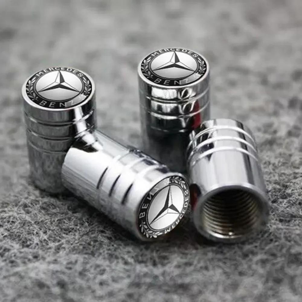 C200 E200 Ny 2025 För Mercedes Benz 4st Metallpläterade Bil Lastbil Cykel Däckventilkorkar Fälgstam Kapslar Ventiler För Mercedes Benz