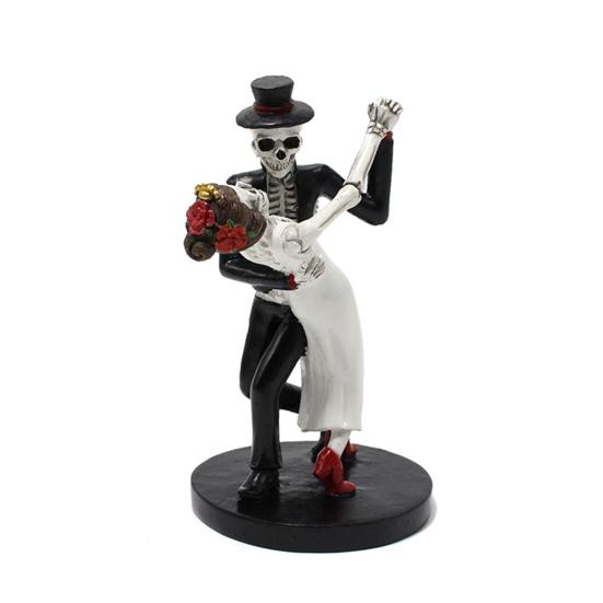 Creative Gothic Gifts for Engagement Day of The Dead Dancing Skeleton Couple Figurine, Halloween Wedding Romantic Dark Theme Ornament Lover