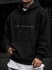 Men'S Hoodie, Casual Daily Wear, Los Angeles Text Print, Pullover Sweatshirt, Streetwear Style, Fall Winter Season, Front Pocket And Drawstring Hood
