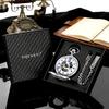 TREEWETO Mechanical Pocket Silver Flower Roman Numerals Watch, Hollow, Vine, Skeleton,
