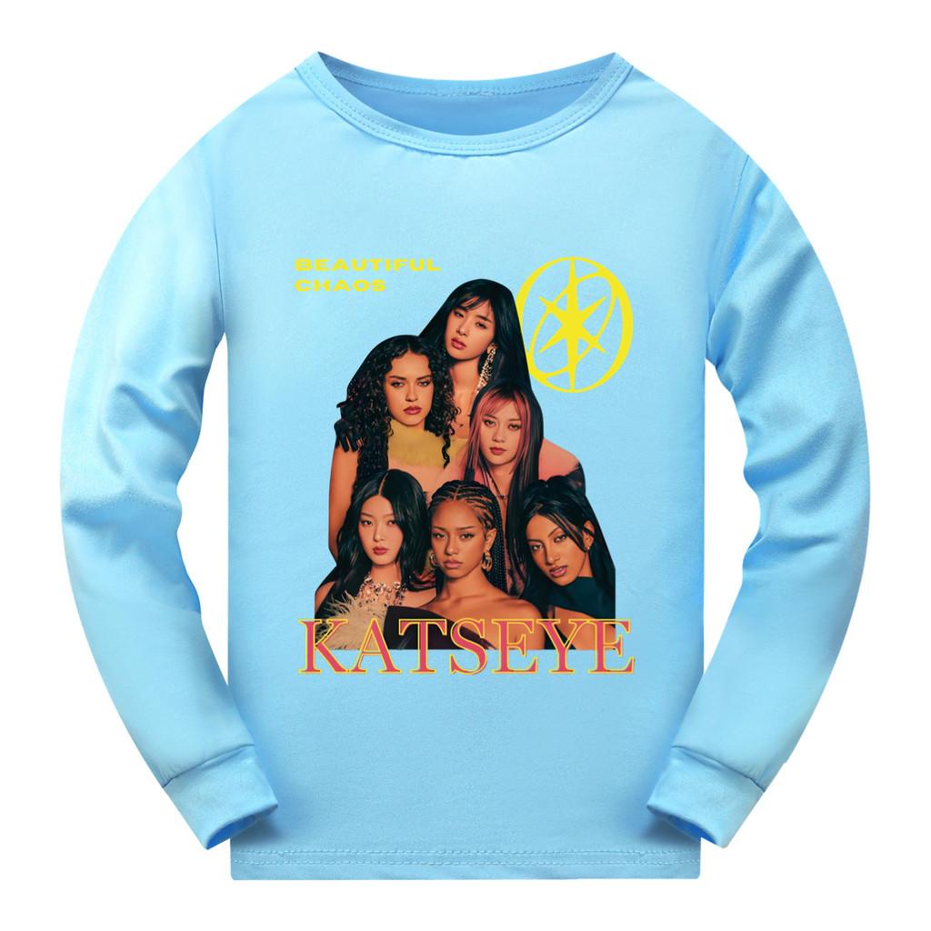 5346 Mädchen Kinder KATSEYE Print Rundhals Langarm T-Shirt