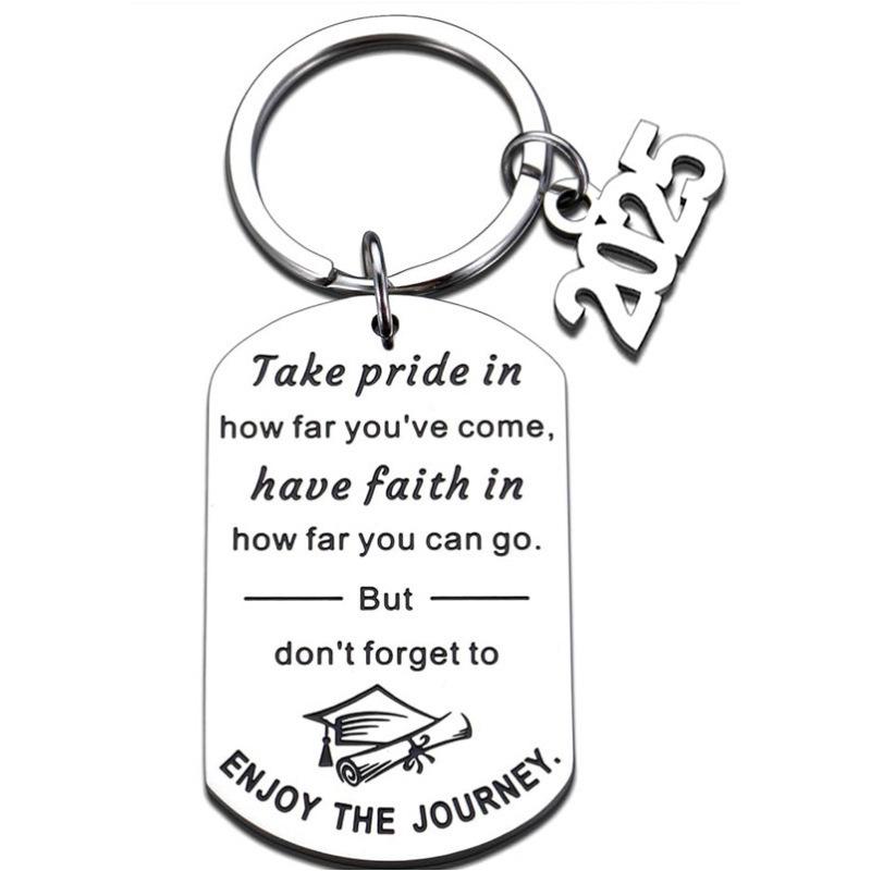 Stainless Steel Keychain for 2025 Graduation - University & High School Senior Gift In European and American Style