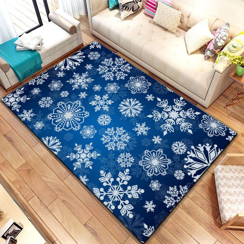 Art Snow Christmas HD-bedruckter großer Teppich, Teppich für Wohnzimmer, Schlafzimmer, Sofa, Dekoration, rutschfeste Fußmatten
