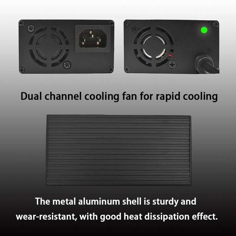 25.2V 10A 12A 28A Charger Smart Aluminum Case for 6S 22.2V Outdoor Li-ion Battery,Battery Pack Charger Built-in cooling fan