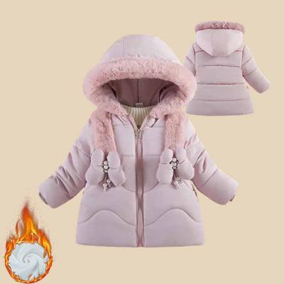 Casacos de Penas Acolchoados para Meninas Jaquetas Espessas para Crianças Roupas de Algodão com Capuz Casacos Parka Casuais e Modernos para Crianças Macacão de Neve de Inverno para Bebês