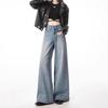 Women's Light Blue High-Waisted Wide-Leg Jeans - 2024 Spring/Autumn, Loose Casual Slimming Fit