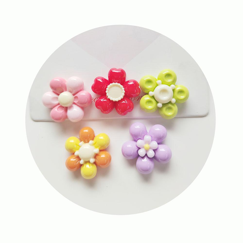 100pcs Popular Kawaii Flower Resin Beads Fit Hair Accessories Doll House Toy Slime Decoration