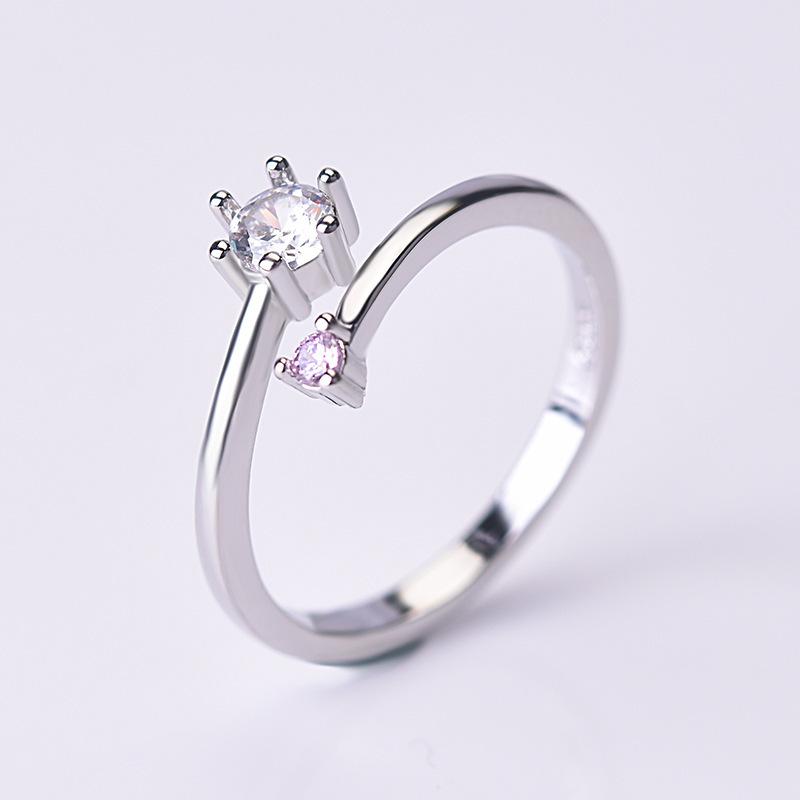 2pcs 925 Sterling Silver Couple Rings Zircom For Women Man Exquisite Student Girlfriend Jewelry Accessories Wedding