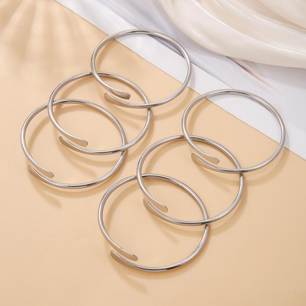 Exaggerated 5Pcs Personality Gifts Men Women Souvenir Jewelry Arm Bracelets Bracelet Set Punk Metal Iron  Jewelry Accessory