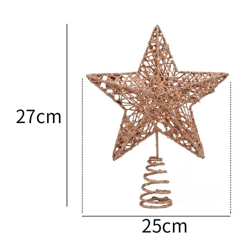 Five Pointed Star Iron Decoration, Tree Top Star Glitter, Vertical Five Pointed Star, Christmas Decoration Supplies