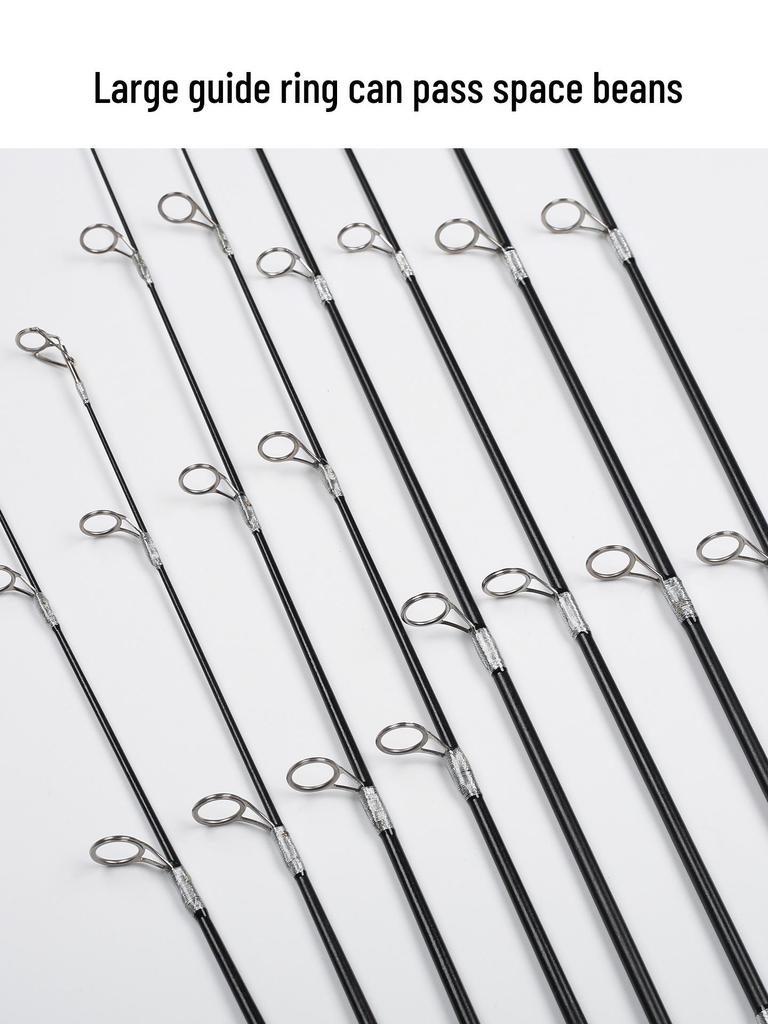 Winter Ice Fishing Rod Tip with Large Guide Ring, Soft M Action, Black Round Tip, 6mm Socket