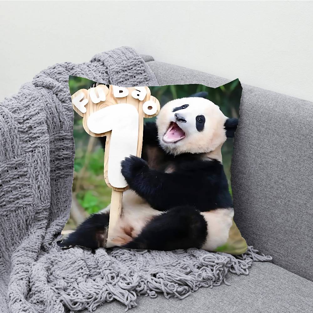 Fubao Lovely Panda Pillowcases Bedroom Living Room Sofa Home Decor Polyester Cushion Cover with Zipper