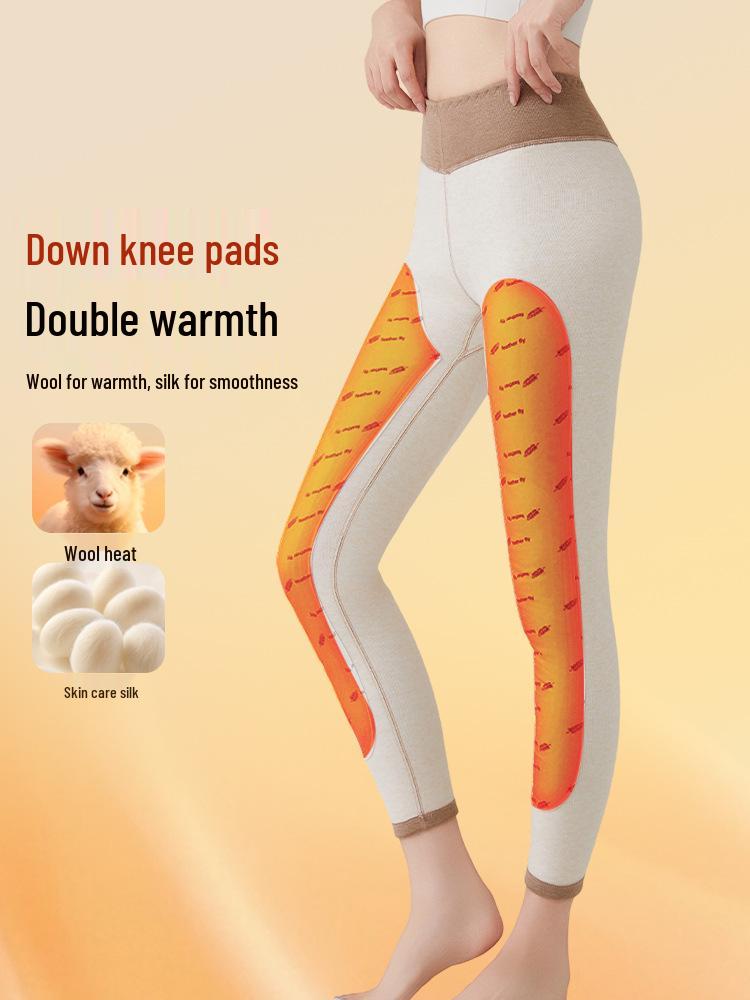 Extra Thick Fleece-Lined Thermal Pants with Knee Pads, Temperature Sensitive, High Elasticity, Slimming, Ideal for Cold Weather