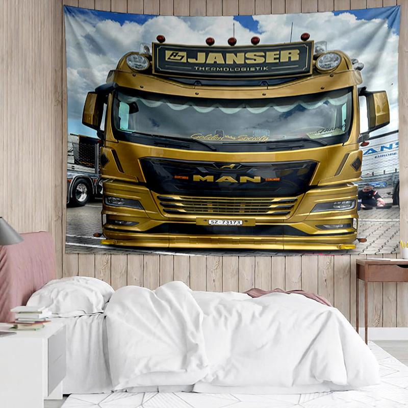 MAN LKW Wandteppich für Schlafzimmer Ästhetische Klassenzimmer Wandteppiche Wandbehang für Wohnzimmer Studentenwohnheim Büro, Ideales Kreatives Geschenk