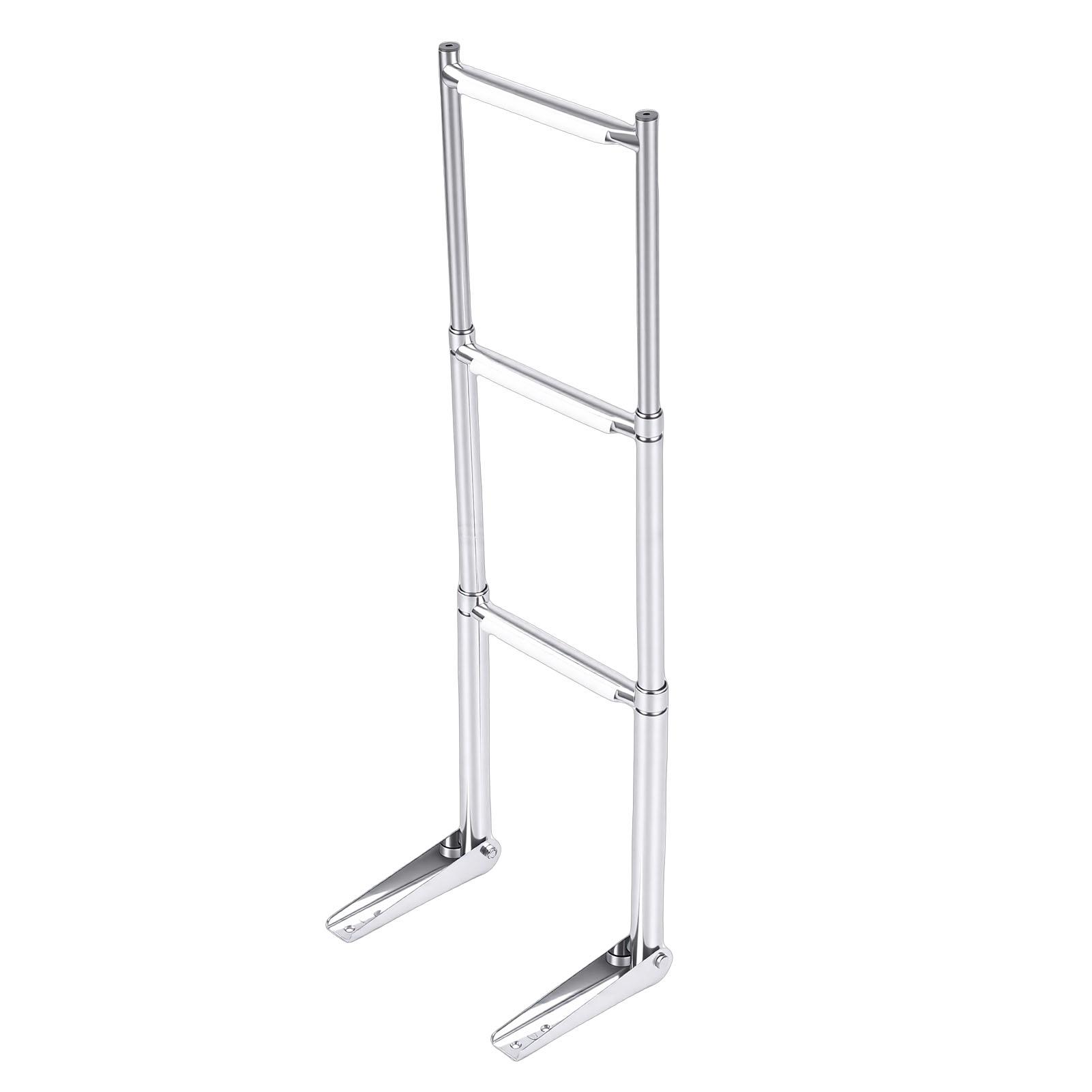 3 Step Boat Ladder Stainless Steel Telescoping Pontoon Ladder with Anti Slip Steps for Marine Yachts