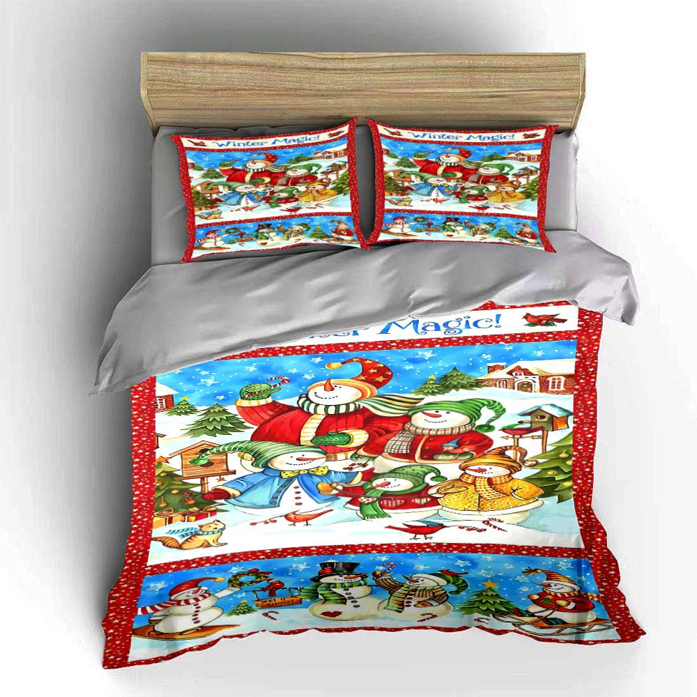 Snowmen and festive trees. Bedding sets Duvet cover sets Duvet covers Pillowcases(1 * Duvet Cover 2 * Pillowcases without duvet insert)