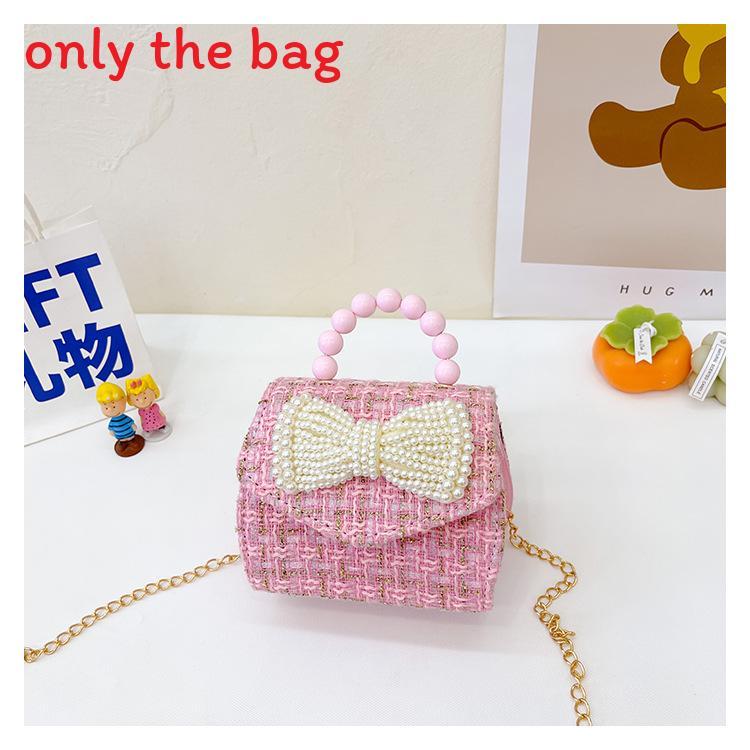 Childrens Cartoon Pattern Pu Shoulder Bag With Artificial Pearl Bow And Flower Decoration For Daily Casual Wear