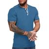 Mens Slim Fit V Neck Henley Short Sleeve Solid Casual T Shirt