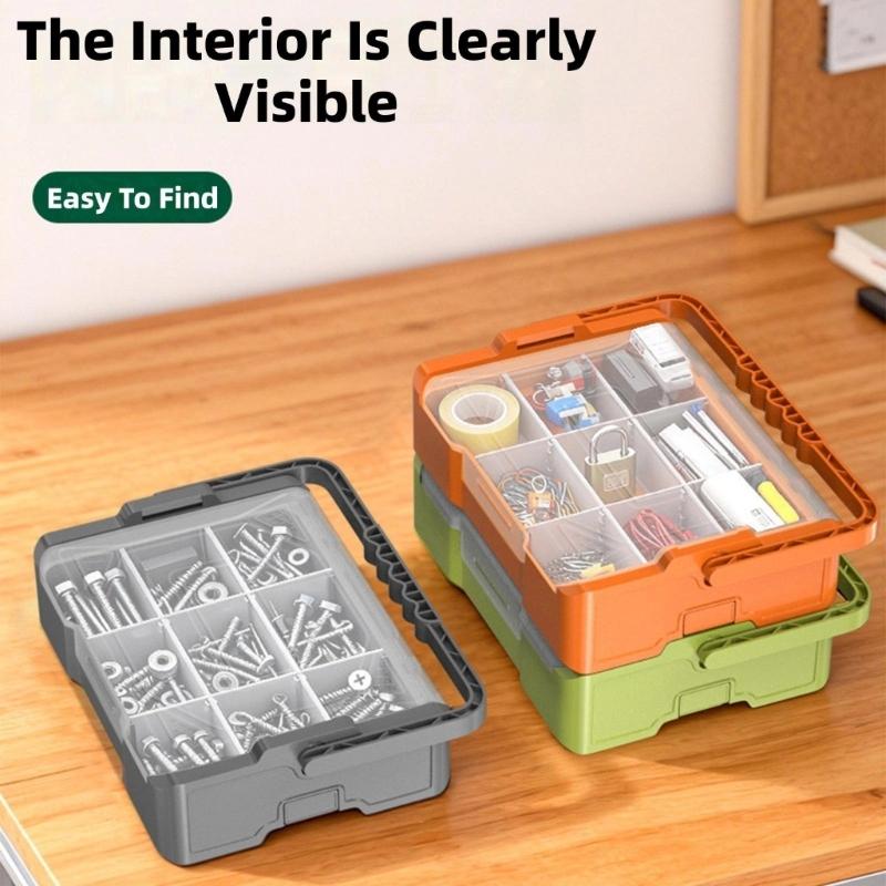 Space Efficient Stackable Storage Container Up To 3 Layers Organize Tool Hardware And Small Items Clear Lid Design