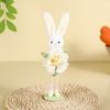 Funny Standing Easter Bunny Ornament Cartoon Cute Flower Rabbit Figurine Handmade Colorful Bunny Decor Easter Party
