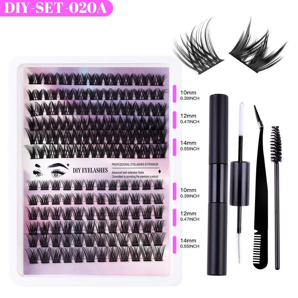 Diy Single Cluster False Eyelashes 126 Clusters Large Capacity Glue Tweezers Set Combination Eyelashes