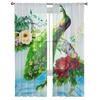 Peacock Chinese Roses Sheer Curtains Bedroom Voile Curtain Living Room Window Sheer Curtains Kitchen Tulle Drapes