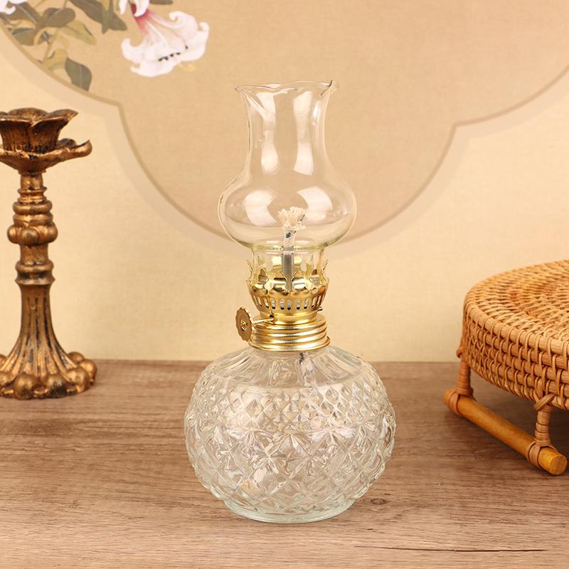 Retro Style Glass Oil Lamp Vintage Kerosene Lamp Antique Oil Lamps For Indoor Use Lamplight Tabletop Emergency Lighting Tool