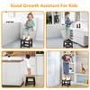 IBUYKE Step Stool, Step Stool, Footstool with Non-Slip Backrest, Wooden Chair for Kids, Bedroom, Bathroom, Living Room, Kitchen, Brown, Depth 25.5cm,