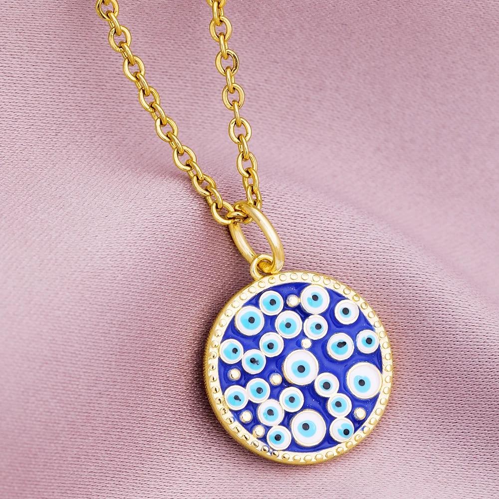 Türkische Glück Bösen blick Halskette Frauen 8 Stil Blau Augen Weiblichen Charme Mode Emaille Schmetterling Edelstahl Halskette Schmuck