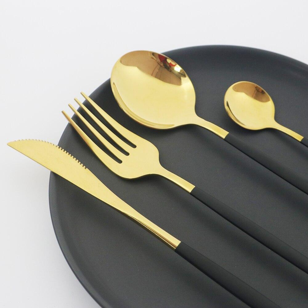 24Pcs Stainless Steel Dinnerware Cutlery Set Knives Forks Coffee Spoon Dinner Tableware Kitchen Utensils Flatware Set