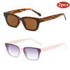 2pcs Fashion Small Frame Cat Eye Sunglasses Women Multi Color Rectangle Sun Glasses Vintage Casual Style UV400 Outdoor Oculos