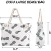 Oversized Waterproof Canvas Beach Bag With 4 Inner Pockets For Travel, Gym, Swimming And Beach Vacations