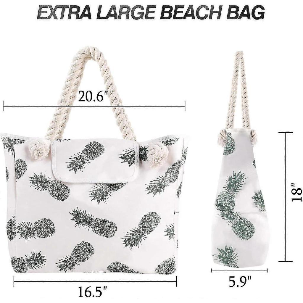 Oversized Waterproof Canvas Beach Bag With 4 Inner Pockets For Travel, Gym, Swimming And Beach Vacations
