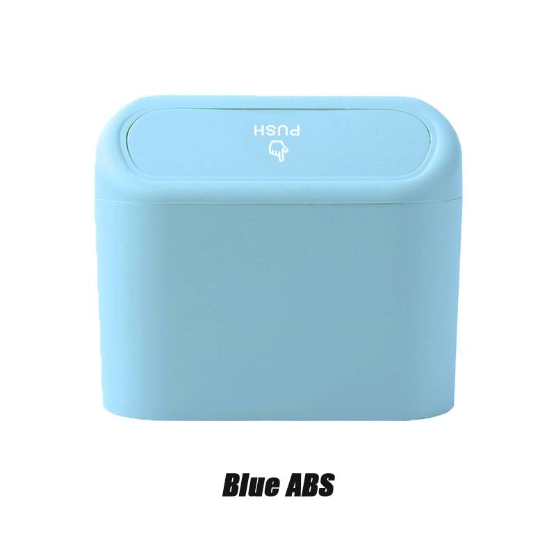 Hanging Car Trash Can with Lid Mini Tray Dustbin Garbage Box Trash Car Interior Storage Case Trash Bin Push Can Car Accessories