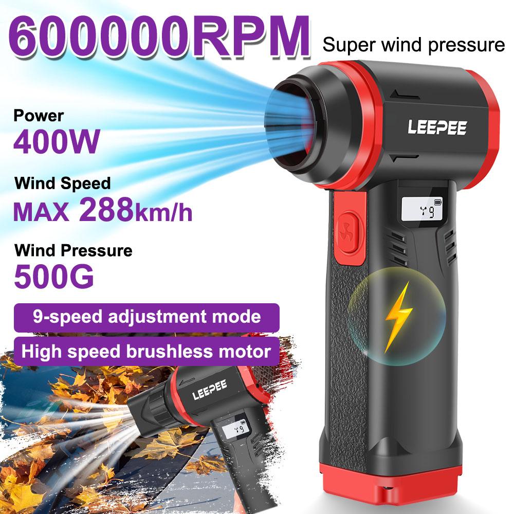 2025 600000RPM Violent Fan High Speed 9 Gears Speed Adjustable Cleaning Blower Tools Powerful Air Blower Type-C Charging Handheld Turbo Jet Fan