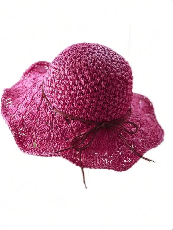 Handwoven Straw Sun Hat – Women’s Summer Wide-Brimmed Foldable Panama Hat with Bow Accent, UV Protection for Beach & Outdoor Wea