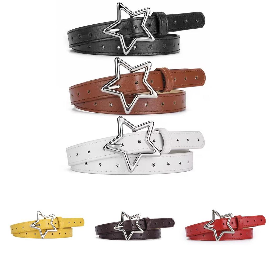 Trendy Pu Leather Star Emblem Belt For Women Perfect For Dresses And Casual Outfits