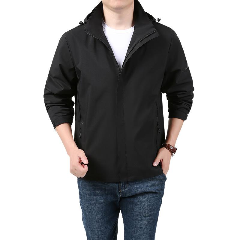 Men's Spring and Autumn Coat Printing Thin Hooded Windbreaker Outdoor Sports Jacket Men's Jacket