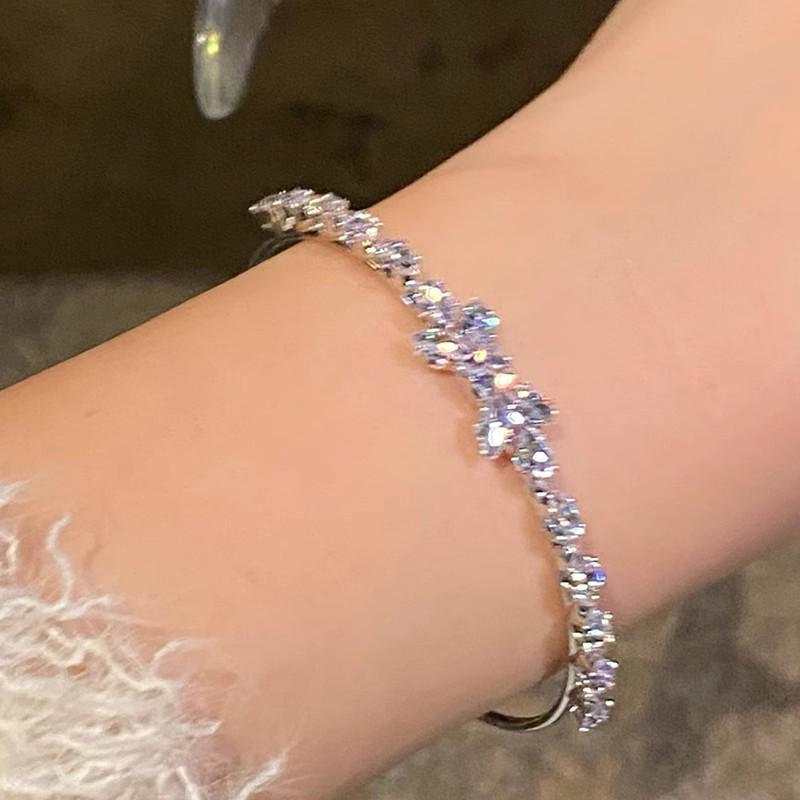 1PC Delicate Bow Adjustable Bracelet Bangle Luxury Fashion Rhinestone Crystal Bracelets for Women Girls Wedding Wristband Jewelry