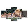 Lion Family Scene 5 Piece Five Panel Wall Canvas Print Modern Art Poster Home Decor Gift For Him For Her