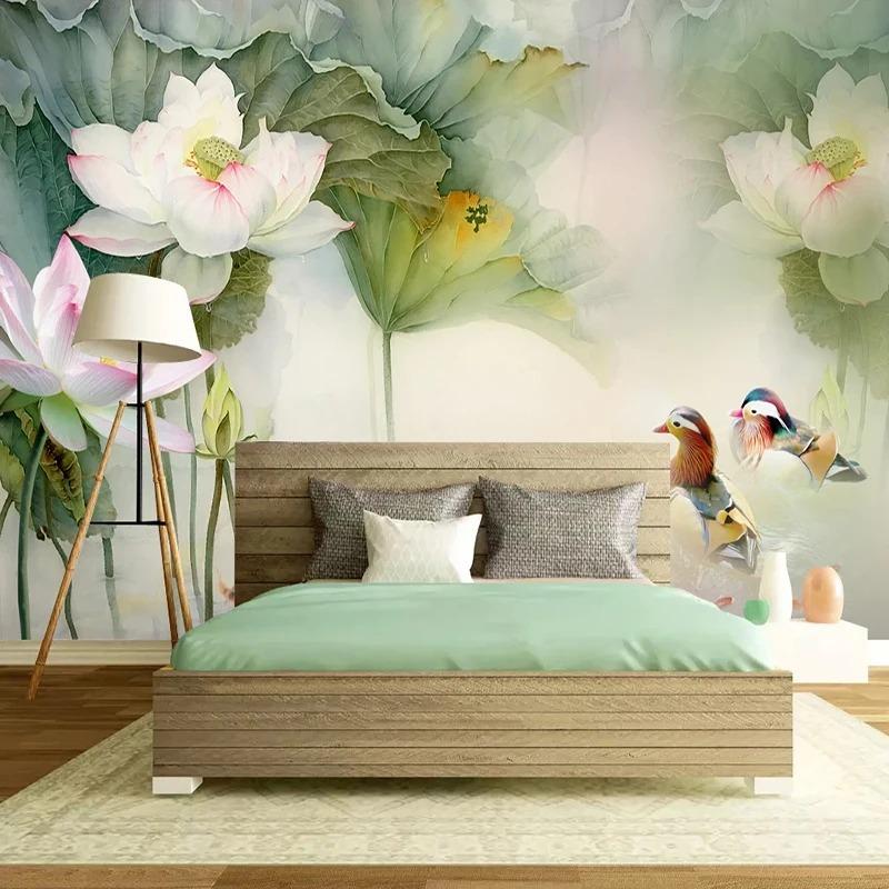 3d Stereo Lotus Pond Wallpaper Living Room Tv Sofa Study Background Wall Mural Home Decor